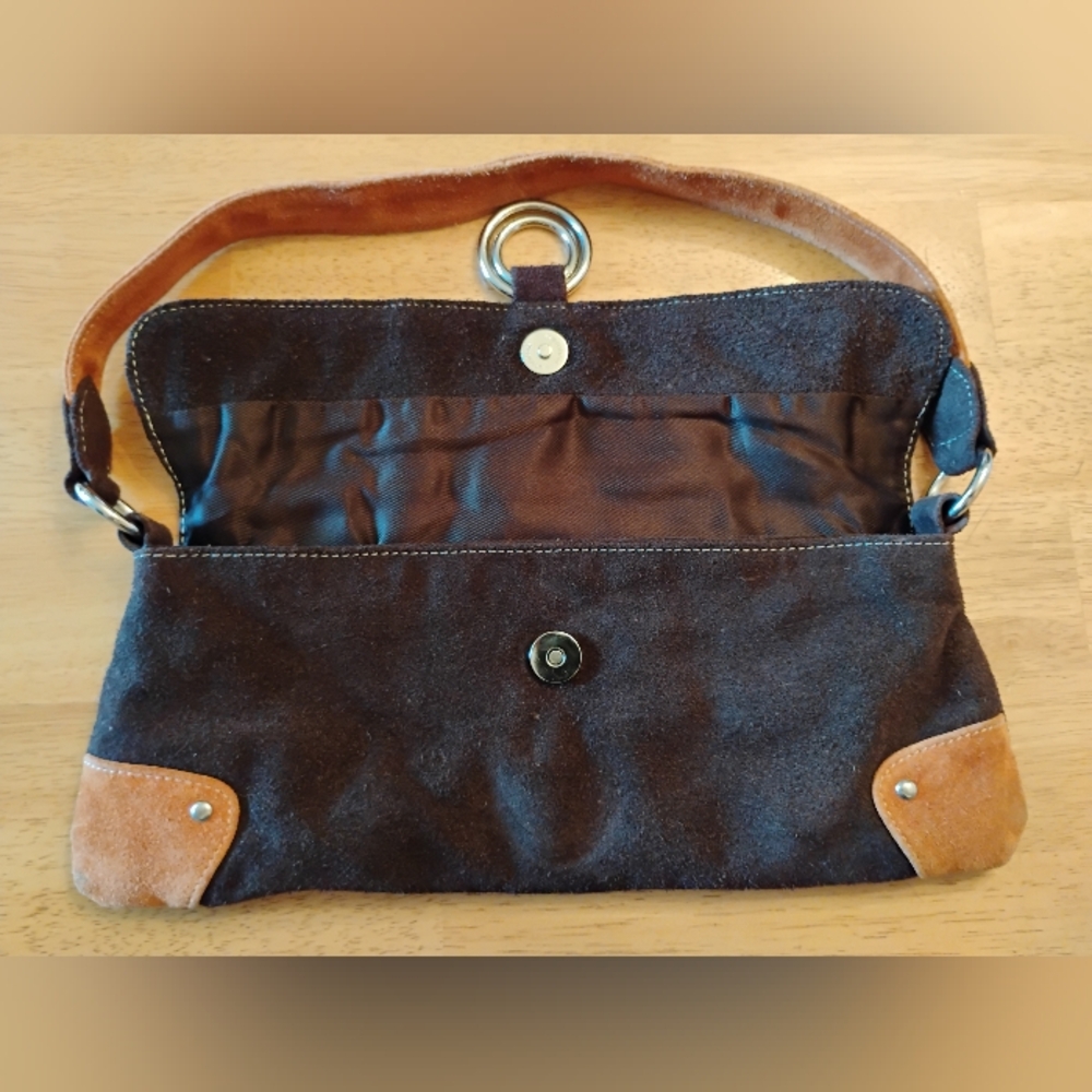Vintage Y2K Genuine Leather Brown, Tan and Red Shoulder Bag - Picture 5 of 16